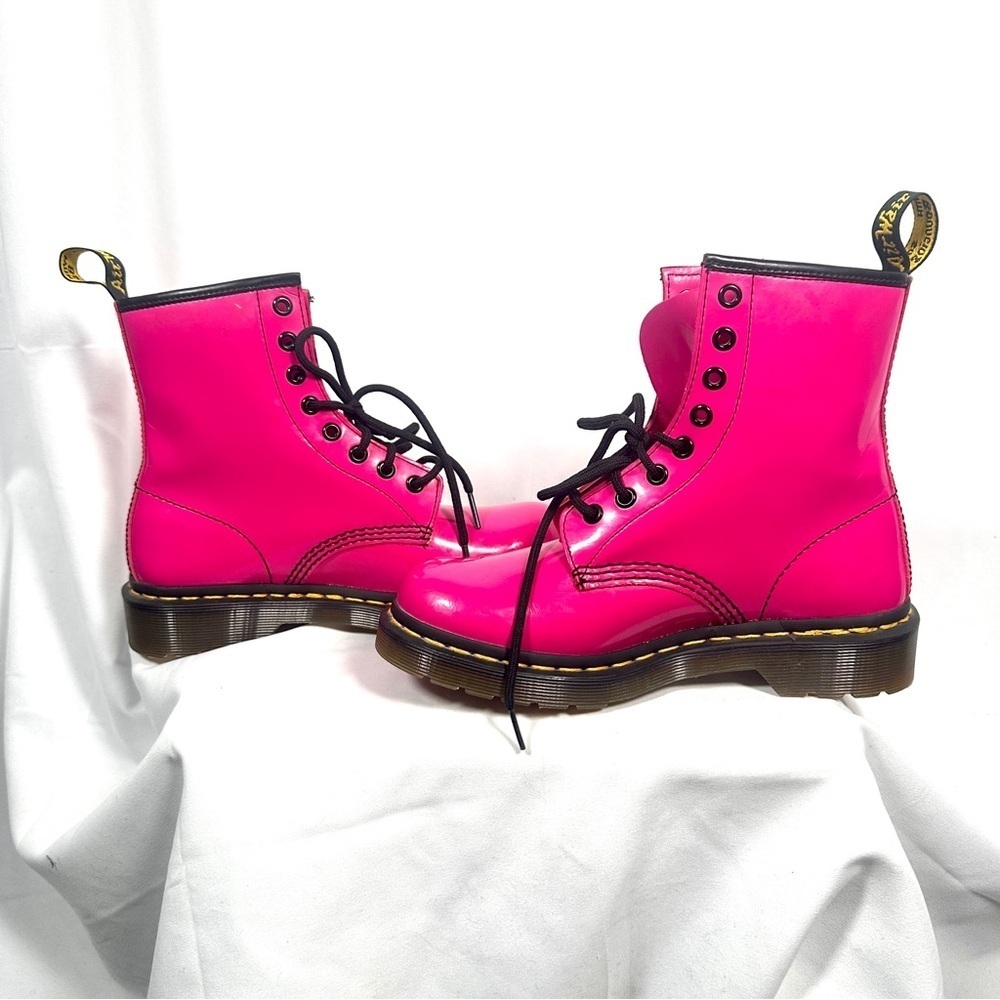 Dr. Martens 1460 Patent Lamper Combat Boots Womens 6 Pink Y2K Grunge - Picture 10 of 13